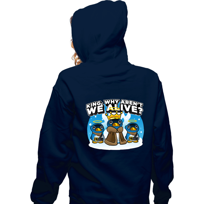 Daily_Deal_Shirts Zippered Hoodies, Unisex / Small / Navy Penguin King