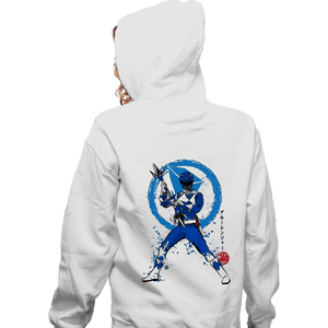 Shirts Zippered Hoodies, Unisex / Small / White Blue Ranger Sumi-e