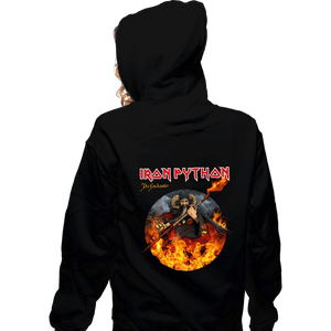 Daily_Deal_Shirts Zippered Hoodies, Unisex / Small / Black Iron Python