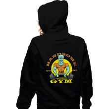 Load image into Gallery viewer, Daily_Deal_Shirts Zippered Hoodies, Unisex / Small / Black Handsome Squidward Gym
