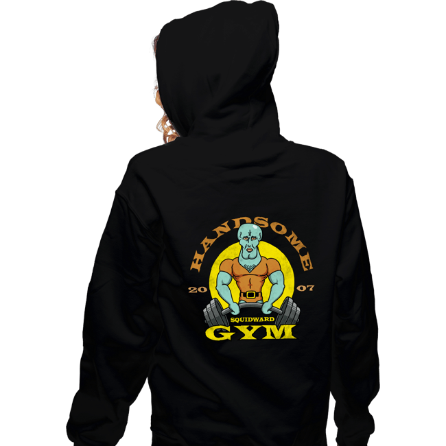 Daily_Deal_Shirts Zippered Hoodies, Unisex / Small / Black Handsome Squidward Gym