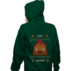 Secret_Shirts Zippered Hoodies, Unisex / Small / Irish Green Fire Demon Christmas
