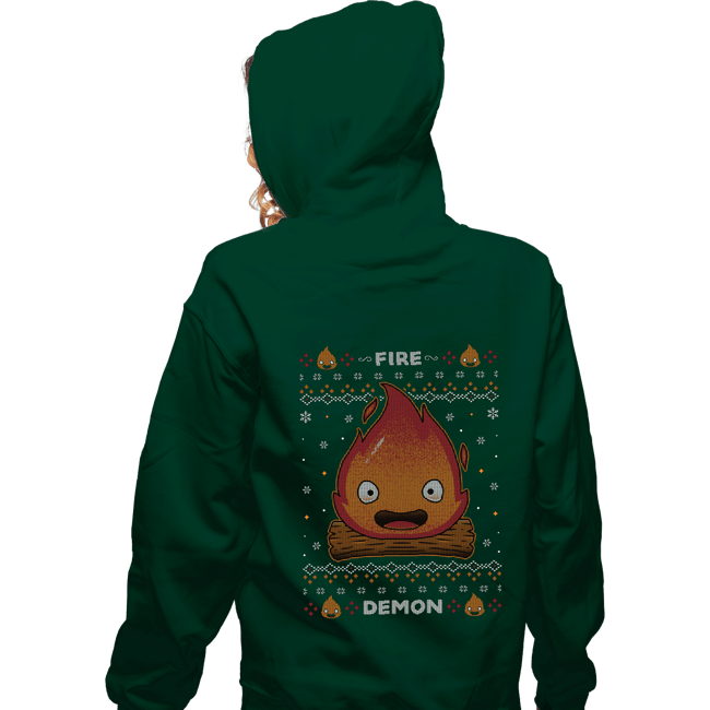 Secret_Shirts Zippered Hoodies, Unisex / Small / Irish Green Fire Demon Christmas