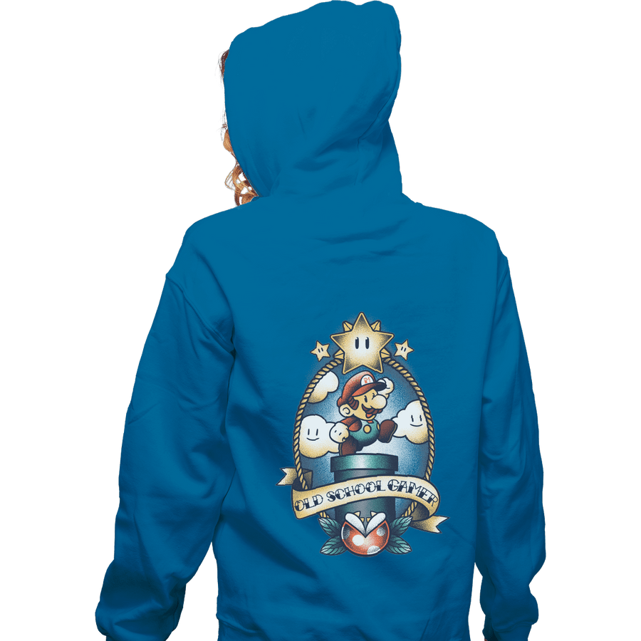 Shirts Pullover Hoodies, Unisex / Small / Sapphire Super Old School Gamer