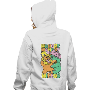 Secret_Shirts Zippered Hoodies, Unisex / Small / White Hangry Hippos