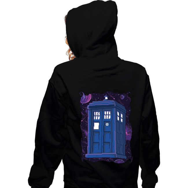 Daily_Deal_Shirts Zippered Hoodies, Unisex / Small / Black Pixel Tardis