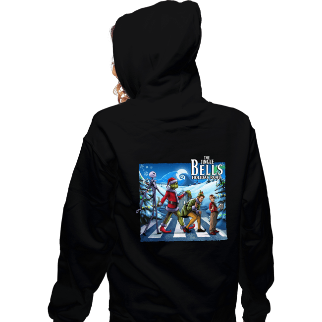 Daily_Deal_Shirts Zippered Hoodies, Unisex / Small / Black The Jingle Bells Holiday Road