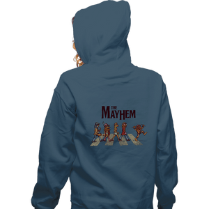 Daily_Deal_Shirts Zippered Hoodies, Unisex / Small / Indigo Blue The Mayhem