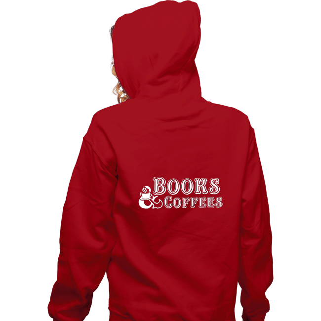 Secret_Shirts Zippered Hoodies, Unisex / Small / Red Books & Coffee