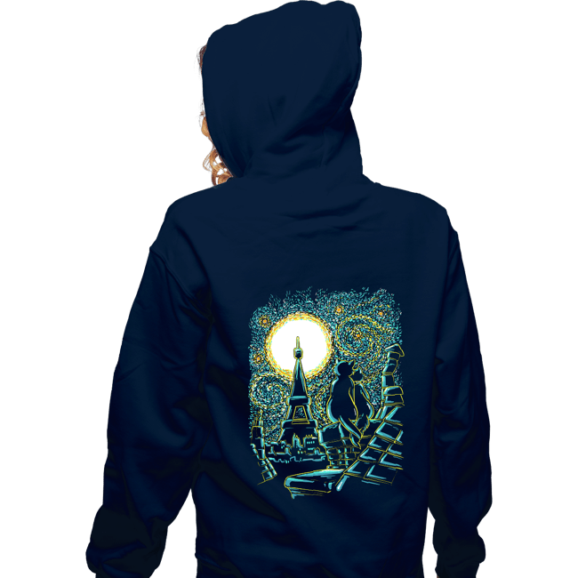 Shirts Zippered Hoodies, Unisex / Small / Navy Starry Paris Cats