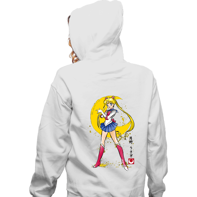 Daily_Deal_Shirts Zippered Hoodies, Unisex / Small / White Moon Sumi-e