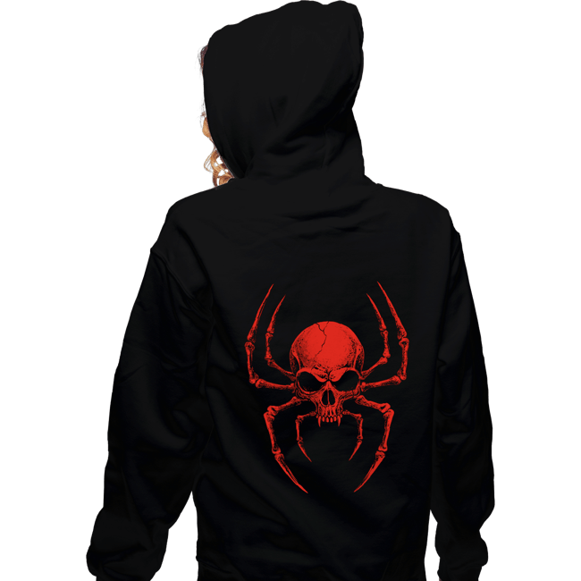 Daily_Deal_Shirts Zippered Hoodies, Unisex / Small / Black Spider Skull