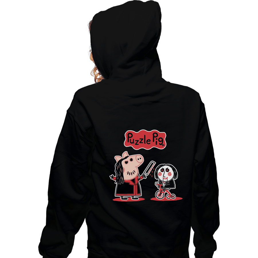 Shirts Pullover Hoodies, Unisex / Small / Black Puzzle Pig