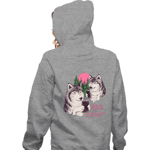 Daily_Deal_Shirts Zippered Hoodies, Unisex / Small / Sports Grey Two Wolves On Their Phones