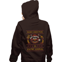 Load image into Gallery viewer, Daily_Deal_Shirts Zippered Hoodies, Unisex / Small / Dark Chocolate Merry Christmas Filthy Animal

