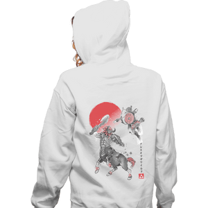 Shirts Zippered Hoodies, Unisex / Small / White Battle In Death Mountain Sumi-e