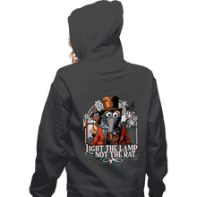 Load image into Gallery viewer, Daily_Deal_Shirts Zippered Hoodies, Unisex / Small / Dark Heather Light The Lamp Not the Rat
