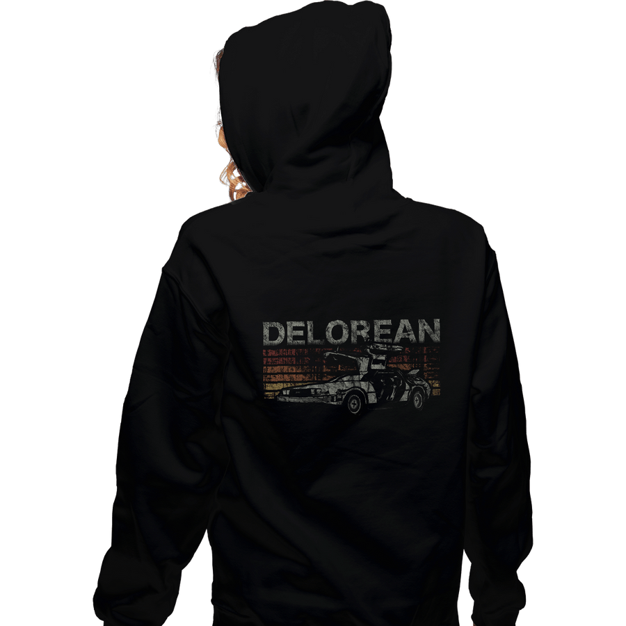 Secret_Shirts Zippered Hoodies, Unisex / Small / Black Retro DeLorean