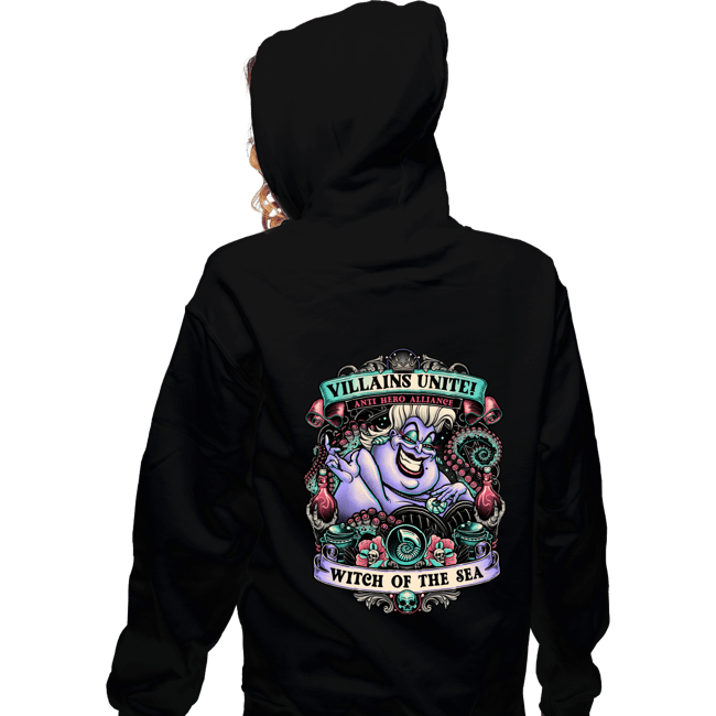 Daily_Deal_Shirts Zippered Hoodies, Unisex / Small / Black Villains Unite Ursula