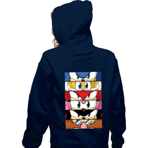 Daily_Deal_Shirts Zippered Hoodies, Unisex / Small / Navy Sonic Eyes