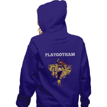 Load image into Gallery viewer, Shirts Zippered Hoodies, Unisex / Small / Violet Playgotham Batgirl
