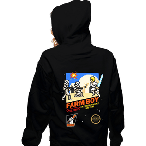 Daily_Deal_Shirts Zippered Hoodies, Unisex / Small / Black 8 Bit Farm Boy