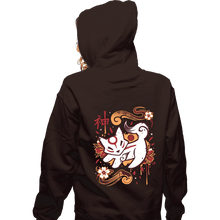 Load image into Gallery viewer, Last_Chance_Shirts Zippered Hoodies, Unisex / Small / Dark Chocolate Floral Wolf Spirit
