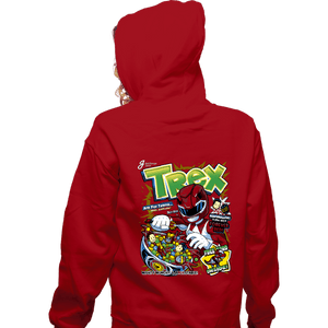 Daily_Deal_Shirts Zippered Hoodies, Unisex / Small / Red T-Rex Cereal