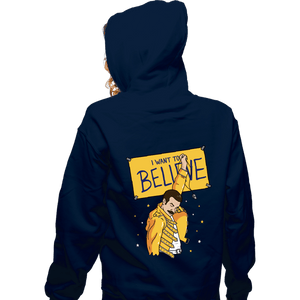 Daily_Deal_Shirts Zippered Hoodies, Unisex / Small / Navy I Want To Believe