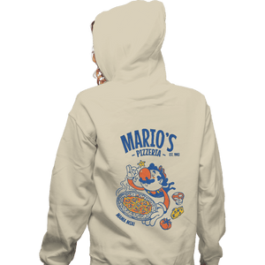 Daily_Deal_Shirts Zippered Hoodies, Unisex / Small / White Mario's Pizzeria