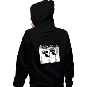 Daily_Deal_Shirts Zippered Hoodies, Unisex / Small / Black Alien Youth