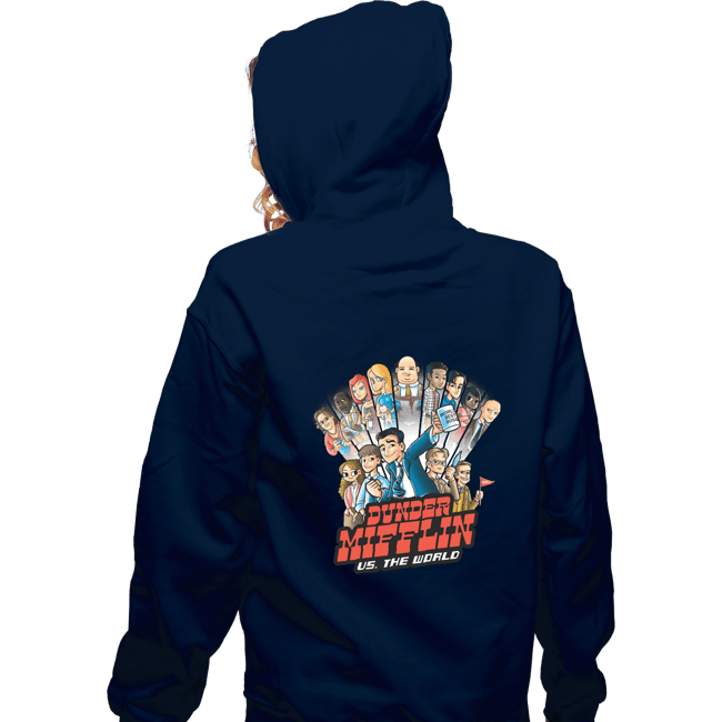 Daily_Deal_Shirts Zippered Hoodies, Unisex / Small / Navy Dunder Mifflin VS. The World