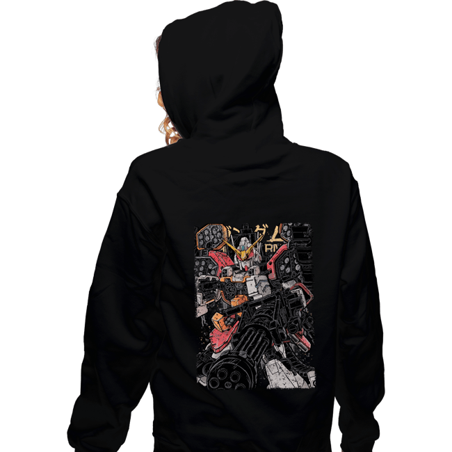 Daily_Deal_Shirts Zippered Hoodies, Unisex / Small / Black Gundam Heavyarms