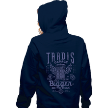 Load image into Gallery viewer, Daily_Deal_Shirts Zippered Hoodies, Unisex / Small / Navy Tardis Garage
