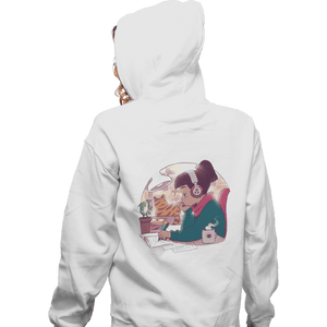 Daily_Deal_Shirts Zippered Hoodies, Unisex / Small / White Lo Fi Sketch & Coffee
