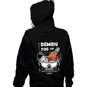 Daily_Deal_Shirts Zippered Hoodies, Unisex / Small / Black Demon Dog Ramen