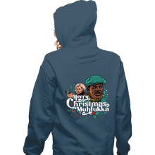 Load image into Gallery viewer, Daily_Deal_Shirts Zippered Hoodies, Unisex / Small / Indigo Blue Merry Christmas Muhfukka
